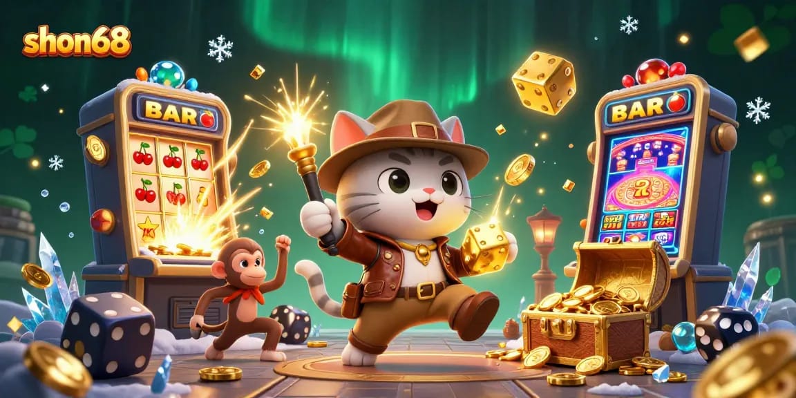 Engage with shon68's exciting casino scene while exploring 3D slot machine jackpots and treasure.