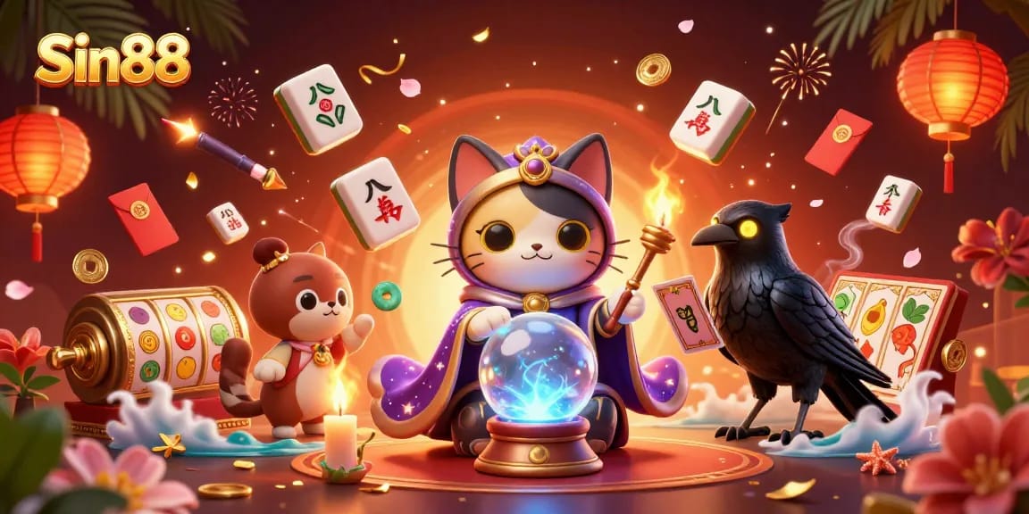 Engage with Sin88's magic through an enchanting casino scene featuring luck and fortune.