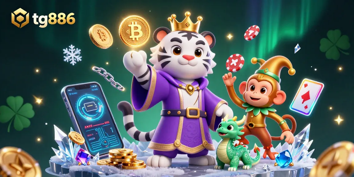 Engage with tg886 by experiencing the thrill of playing cards and juggling poker chips in a dazzling casino setting.
