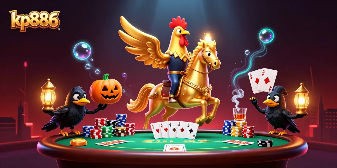 Engage with the thrilling atmosphere of kp886 by winning at poker with a golden rooster and pumpkin crow companions.