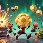 Experience the thrill of sunwin7 with a team of cartoon ants pulling off a heist amid a vibrant casino scene.