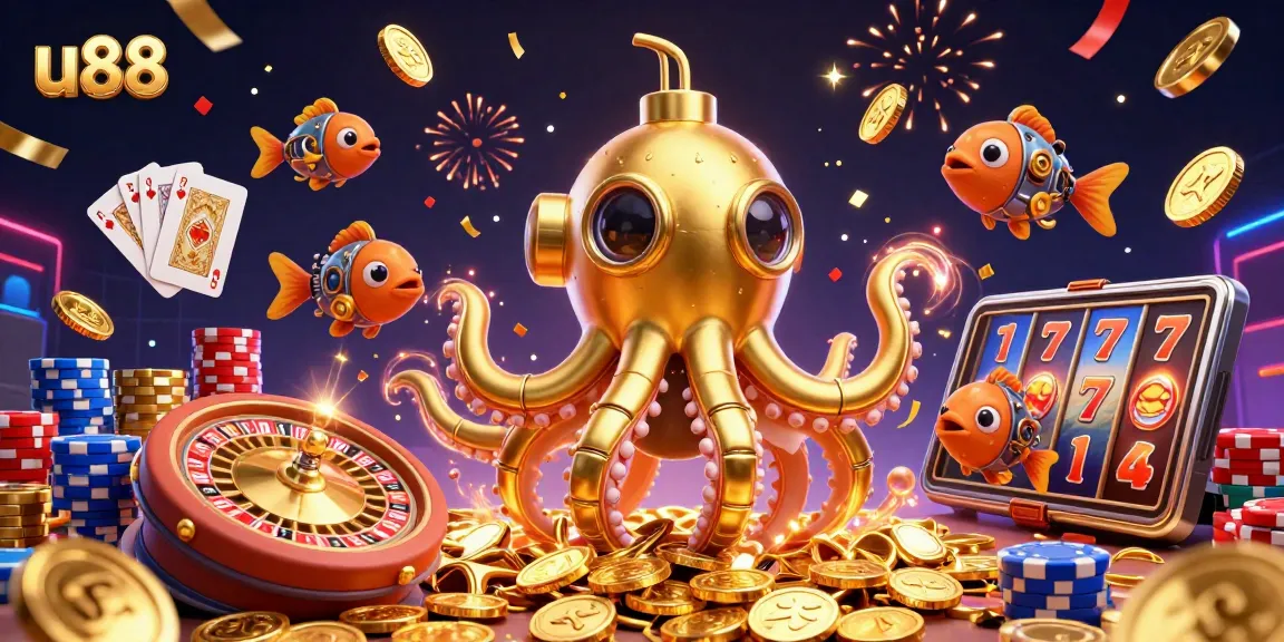 Engage with u88's thrilling 3D casino adventure featuring golden kraken and spinning roulette.