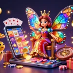 Engage with the thrilling world of gambling on alo8b featuring a vibrant scene of a butterfly queen and game elements.