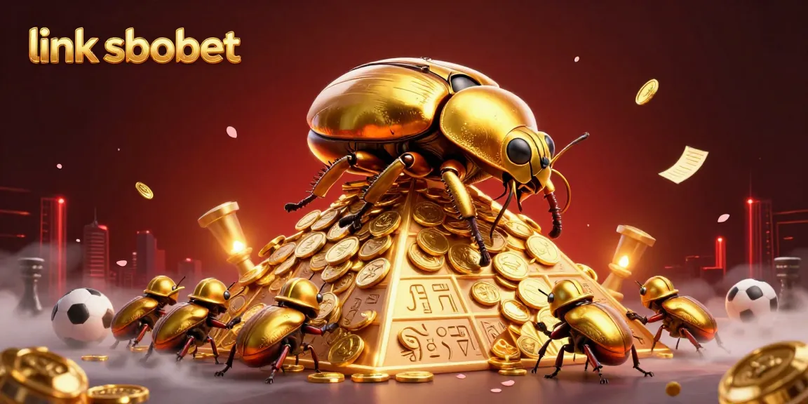 Bet on your favorites with link sbobet while watching a 3D cartoon beetle roll coins in an engaging illustration.